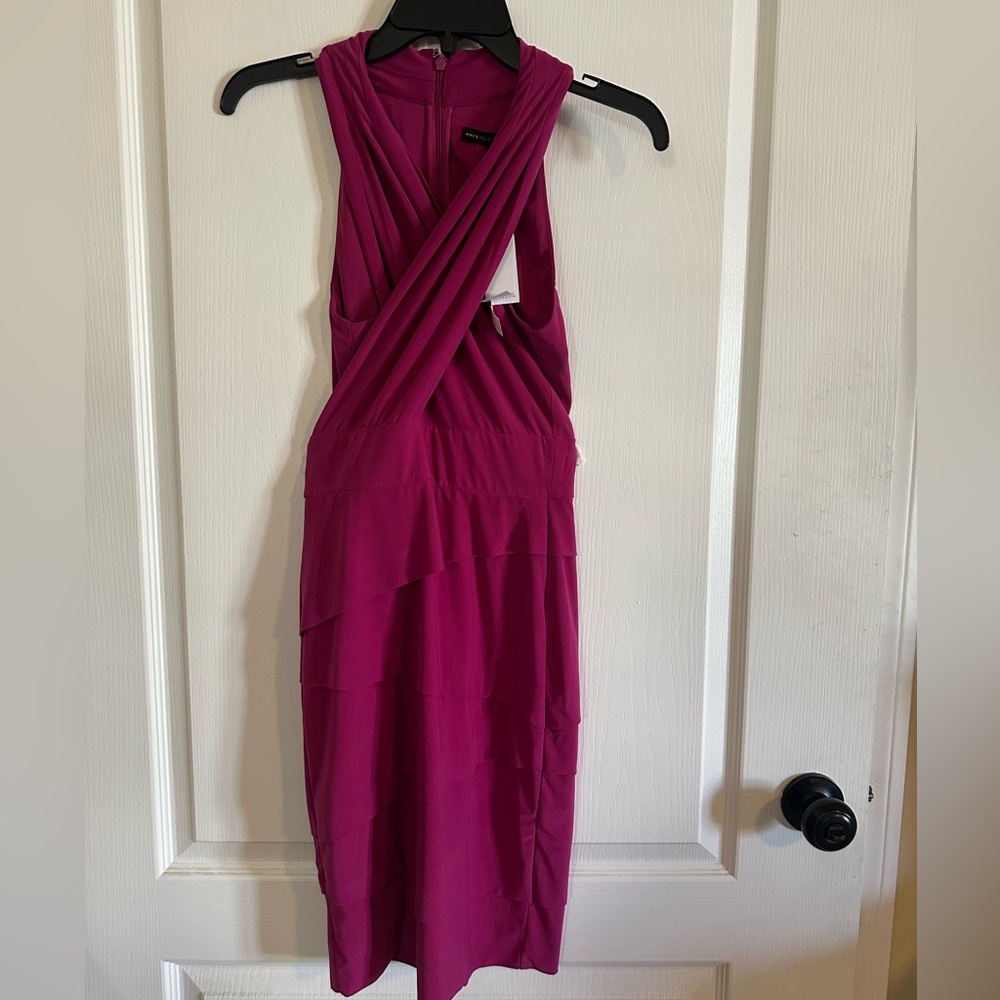 NWT White House Black Market Instantly Slimming Twist Neck Dress Size 00 prom - Picture 3 of 6